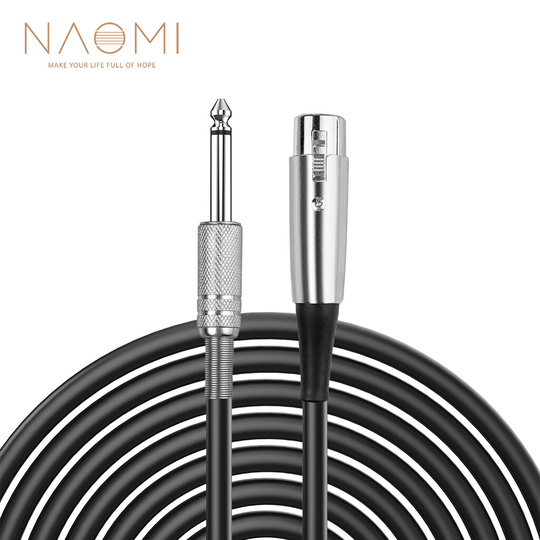 NAOMI 6.35mm 1/4 tum hane TS Jack till XLR 3-stifts kontakt Ljudkabel Mikrofonadaptersladd för mikrofonhögtalarförstärka