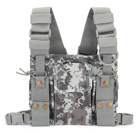 Radio Walkie Talkie Bröstficka Hängare Väska Ryggsäck Hölster Väska Camouflage