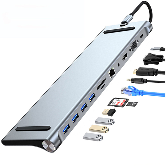 Mechzone 11 i 1 Typ-C Dockningsstation USB-C Hub Adapter Ergonomisk bärbar datorhöjare med USB2.0 USB3.0 USB-C PD 100W 4