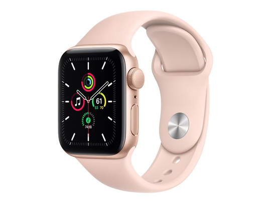 Apple Watch SE (GPS) 40mm ruusukullanvärinen alumiinikuori / vaaleanpunainen urheiluranneke MYDN2KS/A
