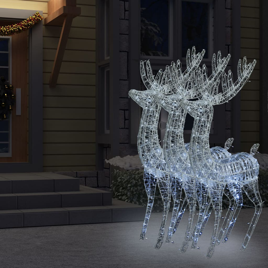 vidaXL XXL Jouluporot akryyli 250 LED-valoa 3 kpl 180 cm kylmä valk.