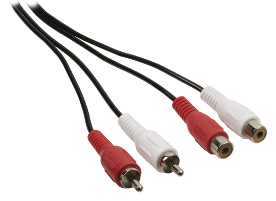 Stereo RCA-äänijatkokaapeli 2x RCA uros - 2x RCA naaras 10 0 m musta