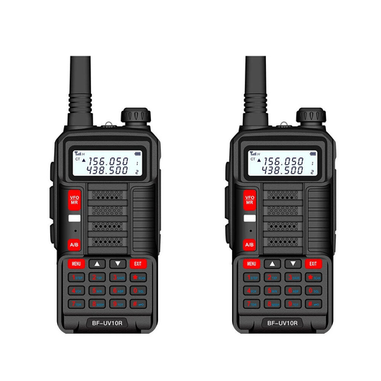 10ST BAOFENG EU-kontakt BF-UV10R Plus 10W 5800mAh UV Dual Band Tvåvägs Handhållen Radio Svart Walkie Talkie 128 Kanaler