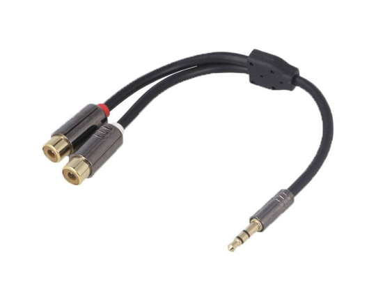Universal 3.5mm Uros - 2 x RCA Naaras adapteri kaapeli, CT29-AUX-2RCAF