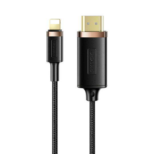 USAMS US-SJ509 U70 1080P iP till HDMI HD Audio Video Kabel Nylon Core Line 2M Lång för iPhone14 för iPhone14 Pro Max för