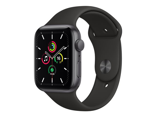 Apple Watch SE (GPS) 44mm tähtiharmaa alumiinikuori / musta urheiluranneke MYDT2KS/A