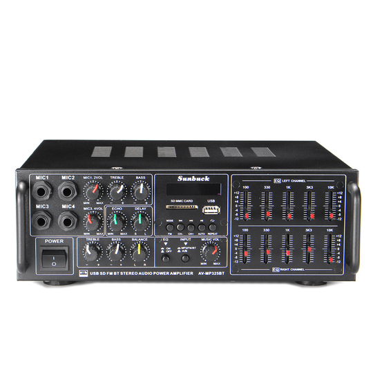 326BT 2000W Bluetooth Stereo Audio Power Amplifier Dual Channel USB SD FM FM Radio EQ med fjärrkontroll 220V-240V för he