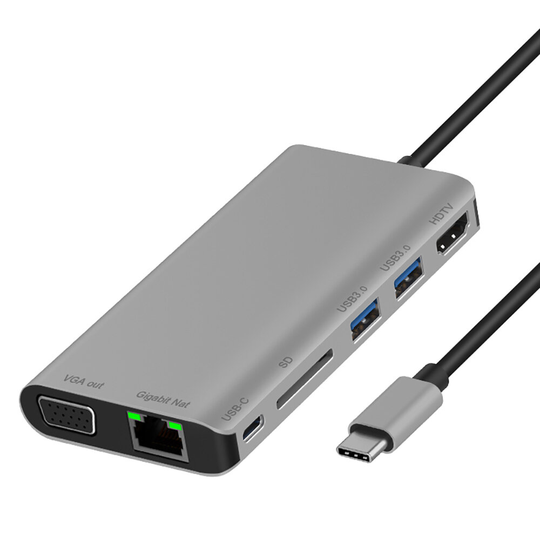 FD-F67 Type-c Hub med HDMI-kompatibel VGA 2-port USB3.0 SD-kortläsare Gigabit Ethernet-port PD-dockningsstation Ljudkont