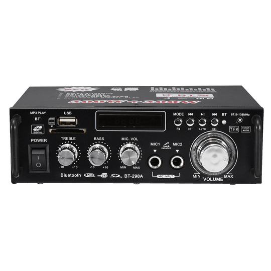 BT-298A 12V 220V HIFI Ljud Stereo Strömförstärkare Bluetooth FM Radio 2CH 600W