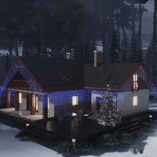 vidaXL LED-valonauhaverho jääpuikot 10 m 400 LEDiä sininen 8 toimintoa