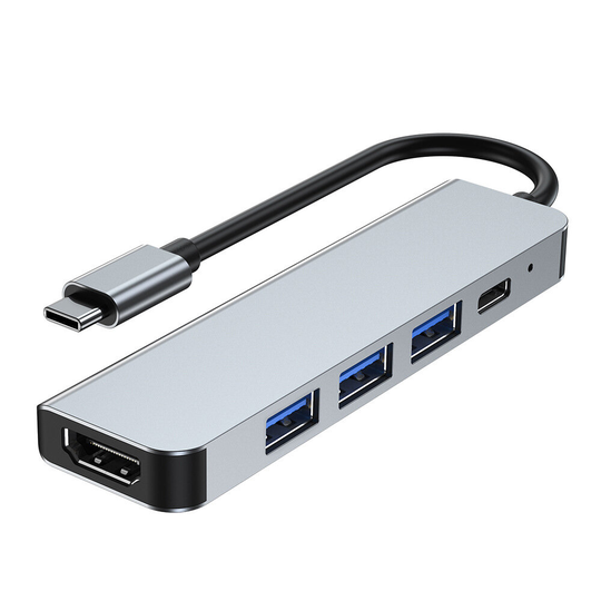 5 i 1 USB-C Hub Splitter Typ-C Dockningsstation med USB3.0 USB2.0 USB-C PD 87W 4K HDMI-kompatibel för PC Dator Laptop BY