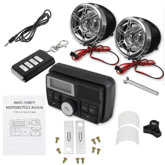 bluetooth Audio FM Radio MP3 Stereo Högtalare Ljudsystem Motorcykel Cykel ATV UTV