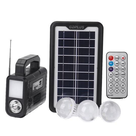 6V 3,5W bärbar solenergipanel utomhus med superljust energisparlampa och Bluetooth Radio FM