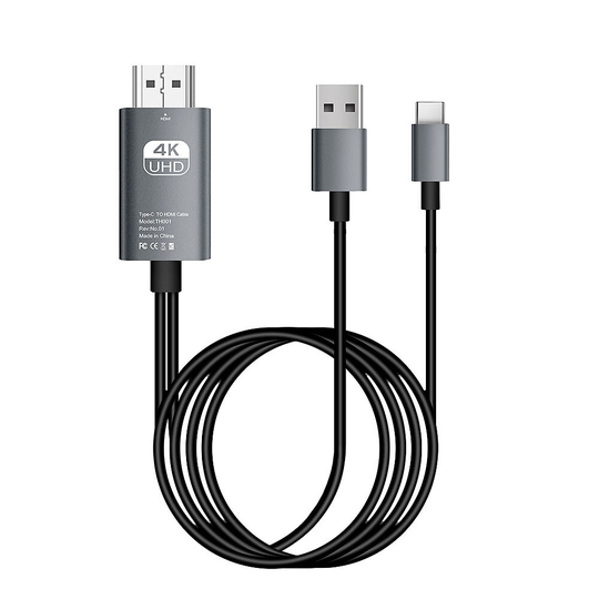 JND Type-C till HDMI HD Converter Kabel 4K30Hz TV Display Dongle USB Laddning 1,8m Video Datakabel för TV Projektor Dato