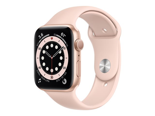Apple Watch Series 6 (GPS) 44mm ruusukullanvärinen alumiinikuori / vaaleanpunainen urheiluranneke M00E3KS/A