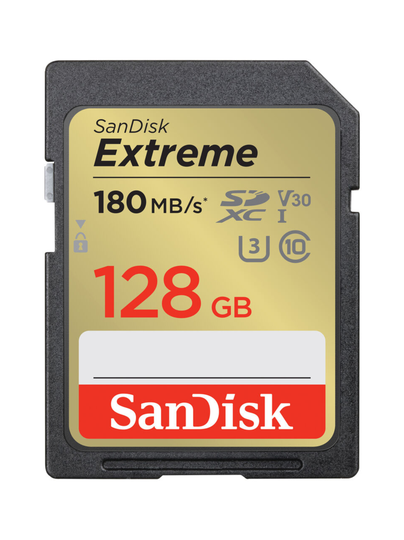 Sandisk extreme 128gb sdxc (180mb/s) uhs-i (u3 / v30) -muistikortti