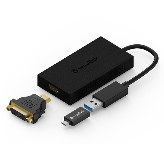 Wavlink USB 3.0 till HDMI 4K-skärmadapter Stöder upp till 6 bildskärmar, 3840 X 2160 extern grafikkortadapter Stöd för W