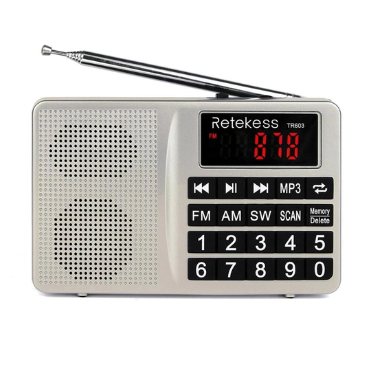 RETEKES TR603 Bärbar Radio AM FM SW Radio Digital Tuning Receiver Support USB TF-kort MP3-spelare Högtalare
