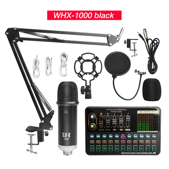 WXH1000 mikrofon V10XPRO professionellt ljudkort inspelning kondensatormikrofonsats med stötdämpare