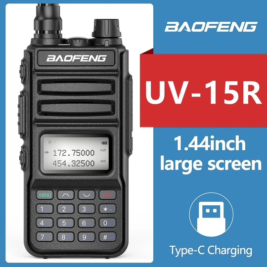 2022 Baofeng UV-15R Walkie Talkie 10W högeffekt 999 kanaler Dual Band UHF VHF-radiosändare USB-laddare Tvåvägsradio