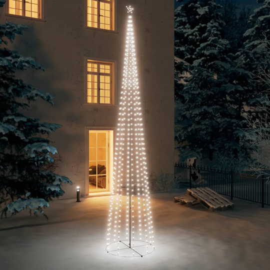 vidaXL Kartio joulukuusi 752 kylmän valkoista LED-valoa 160x500 cm