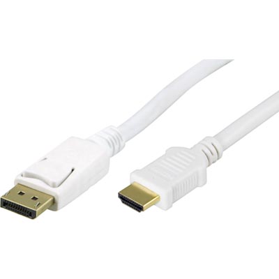 DELTACO DisplayPort - HDMI monitorikaapeli ääni u-u 1m valk