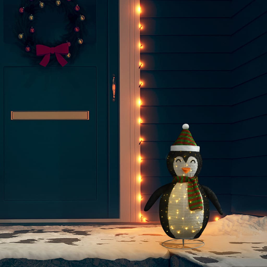 vidaXL Pingviini joulukoriste LED-valoilla ylellinen kangas 60 cm