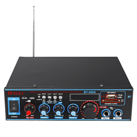 12V/220V HIFI Audio Stereo Effektförstärkare bluetooth FM Radio Car Home Karaoke