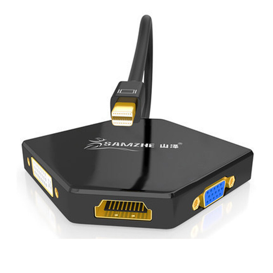 SAMZHE Mini DP-skärmport till VGA DVI HDMI-kompatibel videokabeladapter för MacBook Ultrabook Laptop