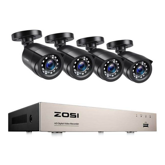 ZOSI C106 8CH Video DVR + 4PCS 2MP 1080P HD Koaxialkameraset med hårddisk inbyggd 1T HDD Dag/natt videoövervakningssyste