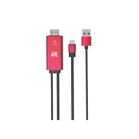 USB-C-HDMI-kaapeli USB-A-liittimellä - Punainen