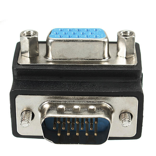 90 graders högervinkel 15 Pin VGA SVGA Male till Female Converter Adapter