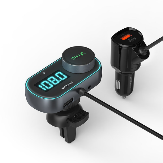 BlitzWolf® BW-BC3 bluetooth V5.0 FM-sändare 30W PD + 18W QC3.0 USB-billaddare RGB-bakgrundsbelyst LED Digital Display Tr