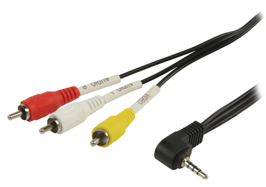 Valueline-liitin AV 3 5 mm kaapeliliitin AV 3 5 mm uros - 3x RCA uros 2 00 m musta