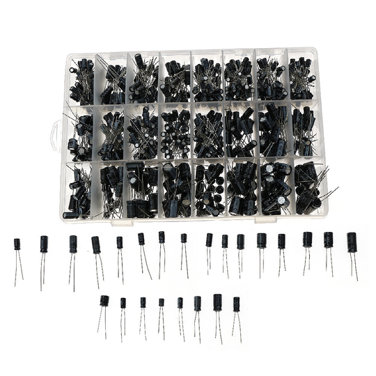 630 st/set 24 värden högfrekvent elektrolytisk kondensatorsats set 0.1UF-1000UF aluminiumkondensatorer för gör-det-själv