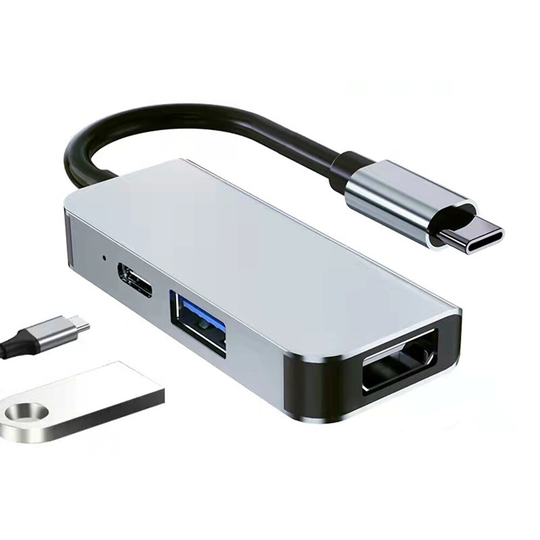 Mechzone 3 in 1 Typ-C Dockningsstation USB-C Hub Adapter med USB3.0 USB-C PD 87W 4K HDMI-kompatibel för PC Dator Laptop