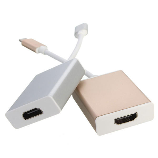 USB-C USB 3.1 Type C till HD 1080p HDTV-adapterkabel med silverfodral i aluminium