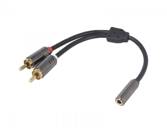 Universal 3.5mm Uros - 2 x RCA Uros adapteri kaapeli, CT29-AUX-2RCAM