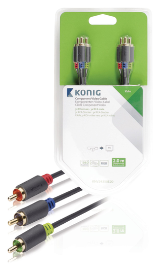 Komponenttivideokaapeli 3 x RCA-urosliitin - 3 x RCA-urosliitin 2 00 m harmaa