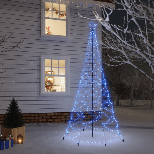 vidaXL Joulukuusi metallitolpalla 500 LED-valolla sininen 3 m