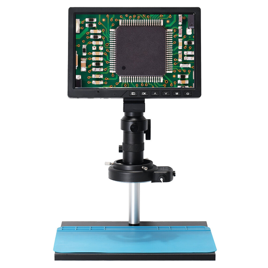 10,1 tums LCD HD videomikroskop med 150X C-monterad lins elektronisk mikroskopkamera med metallstativ Professionella rep