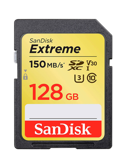 Sandisk extreme 128gb sdxc (write: 60mb/s, read: 150mb/s) uhs-i (u3 / v30) muistikortti
