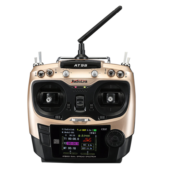 Radiolink AT9S Pro 2,4GHz 10/12CH DSSS FHSS Long Range RC Radiosändare SBUS PPM PWM CRSF-utgång med R12DSM/R9DS RC-motta
