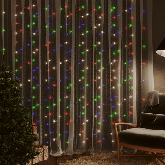 vidaXL LED-valonauhaverho keijuvalot 3x3 m 300xLED värikäs 8 toimintoa