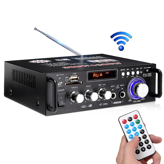 BT-298A 110V 12V HIFI Bas Bilstereo Effektförstärkare bluetooth FM Radio 2CH 600W LED Diaplay Stöd FM AUX SD För Car Hom