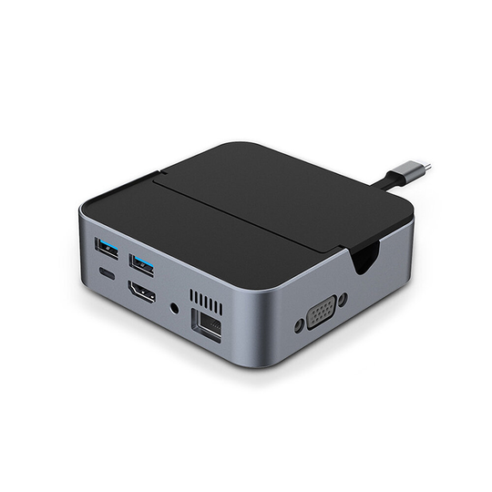 9 i 1 Typ-C Dockningsstation USB3.0*2 PD100W 1080P VGA 4K@30Hz HDMI RJ45 3,5 mm Ljudstöd SD/TF-kortläsarplats USB-C Hub