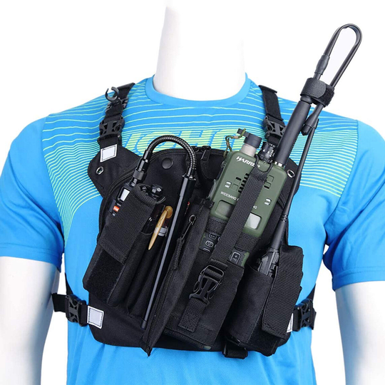 ABBREE Walkie Talkie Tactical Storage Bröstväska Bärbar axelremssele Ryggsäck för UV-5R BF-F8HP UV-82 TYT Ham Two Way Ra