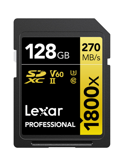 Lexar pro 128gb sdxc (1800x, 180mb/s) uhs-ii (u3 / v60 / c10) muistikortti