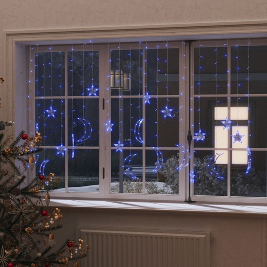 vidaXL Tähti ja kuu keijuvalot kaukosäädin 345xLED sininen