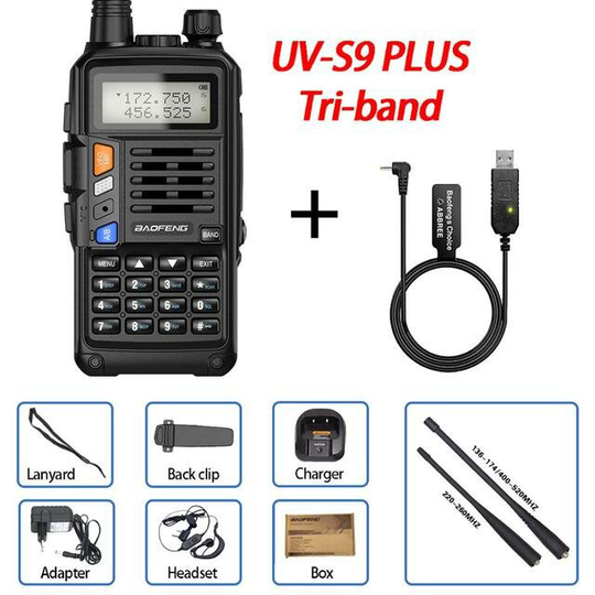 BaoFeng UV-S9 Plus Walkie Talkie Tri-Band 10W Kraftfull 10W CB Radiosändtagare VHF UHF 10W 10km Lång räckvidd upp av uv-